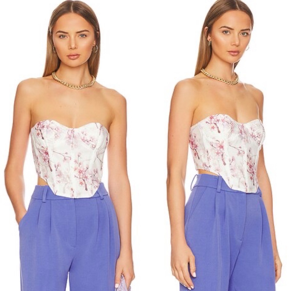 Revolve Bardot Gracious Corset Bustier in Blossom Floral Strapless Women’s M